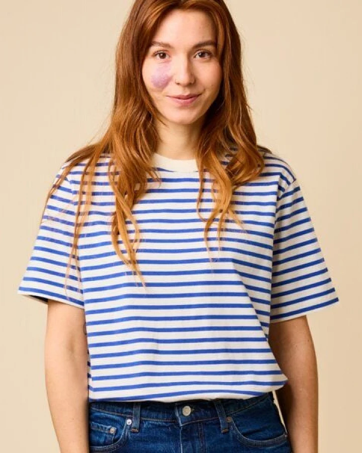 Königsblau/Off-White gestreift