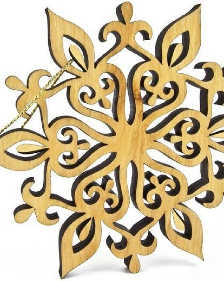 ReineNatur Weihnachtsschmuck – Stern – Eiche geölt - mit Goldkordel – Ø 17cm oder 23 cm
