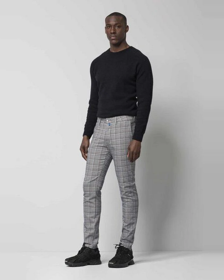 M 5 BY MEYER CHECK PATTERN BAUMWOLL CHINO