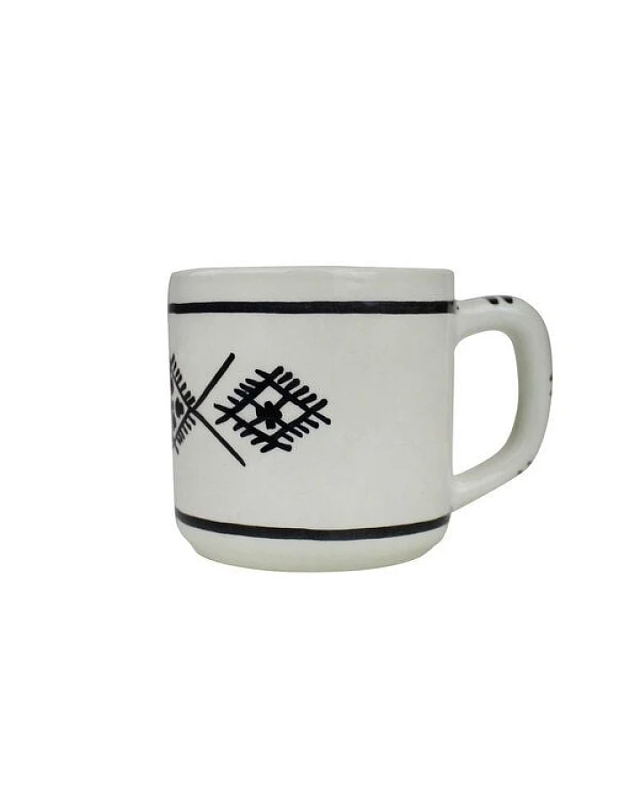 Mitienda Shop Tasse Nabeul aus Keramik weiß handbemalt, Tunesien