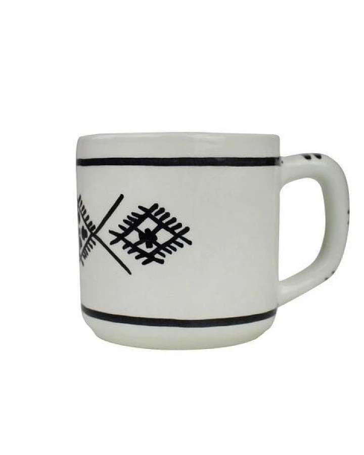 Mitienda Shop Tasse Nabeul aus Keramik weiß handbemalt, Tunesien