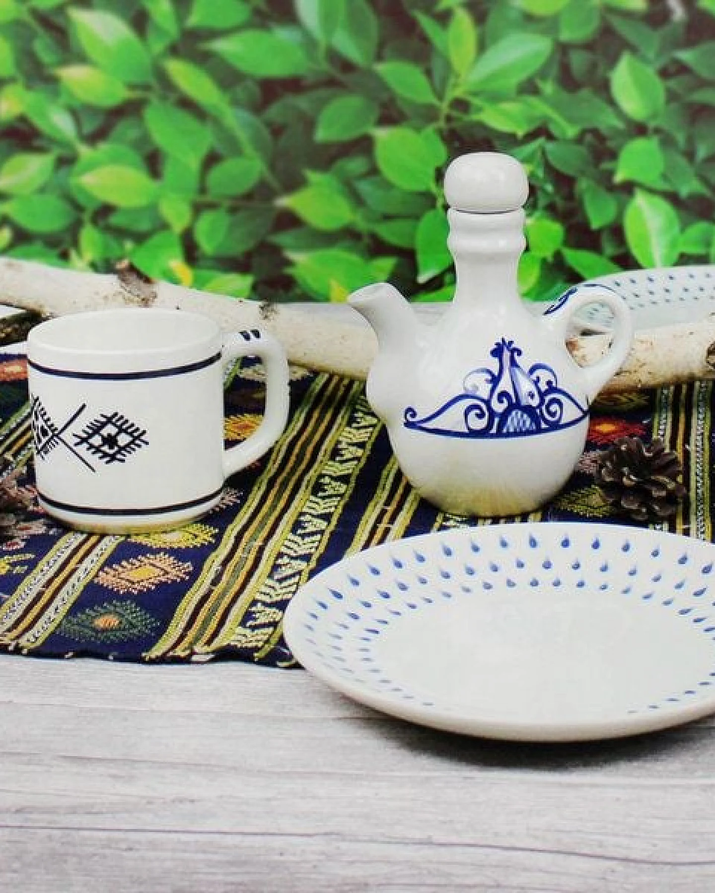 Mitienda Shop Tasse Nabeul aus Keramik weiß handbemalt, Tunesien – Ansicht 3