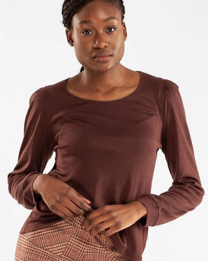 Alma & Lovis Bluse mit Ärmelraffung aus Tencel und Wolle