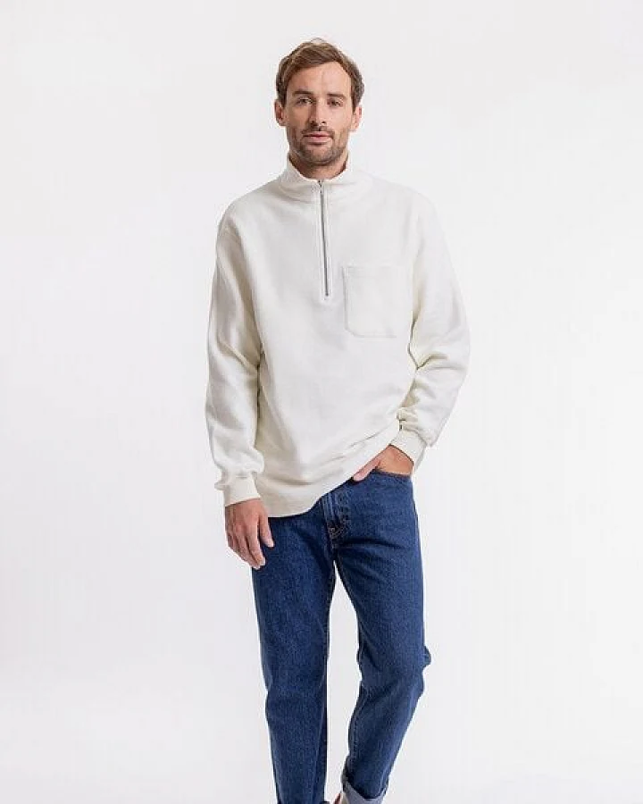 Rotholz Half Zip Sweatshirt aus Bio-Baumwolle