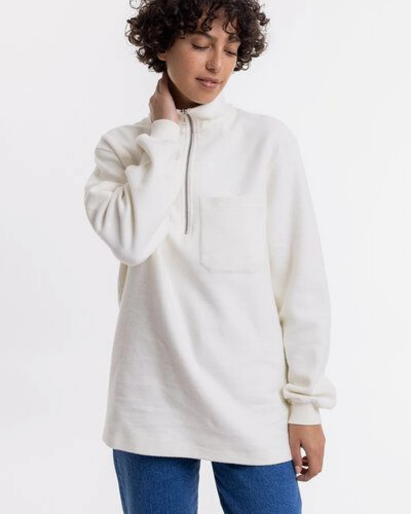 Rotholz Half Zip Sweatshirt aus Bio-Baumwolle – Ansicht 3