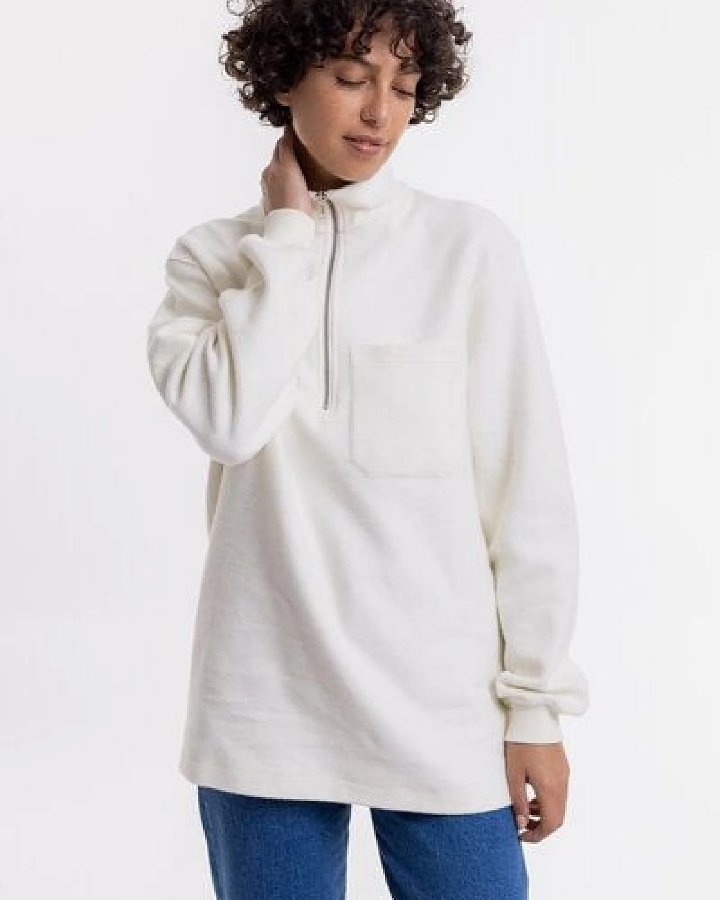 Rotholz Half Zip Sweatshirt aus Bio-Baumwolle – Ansicht 3