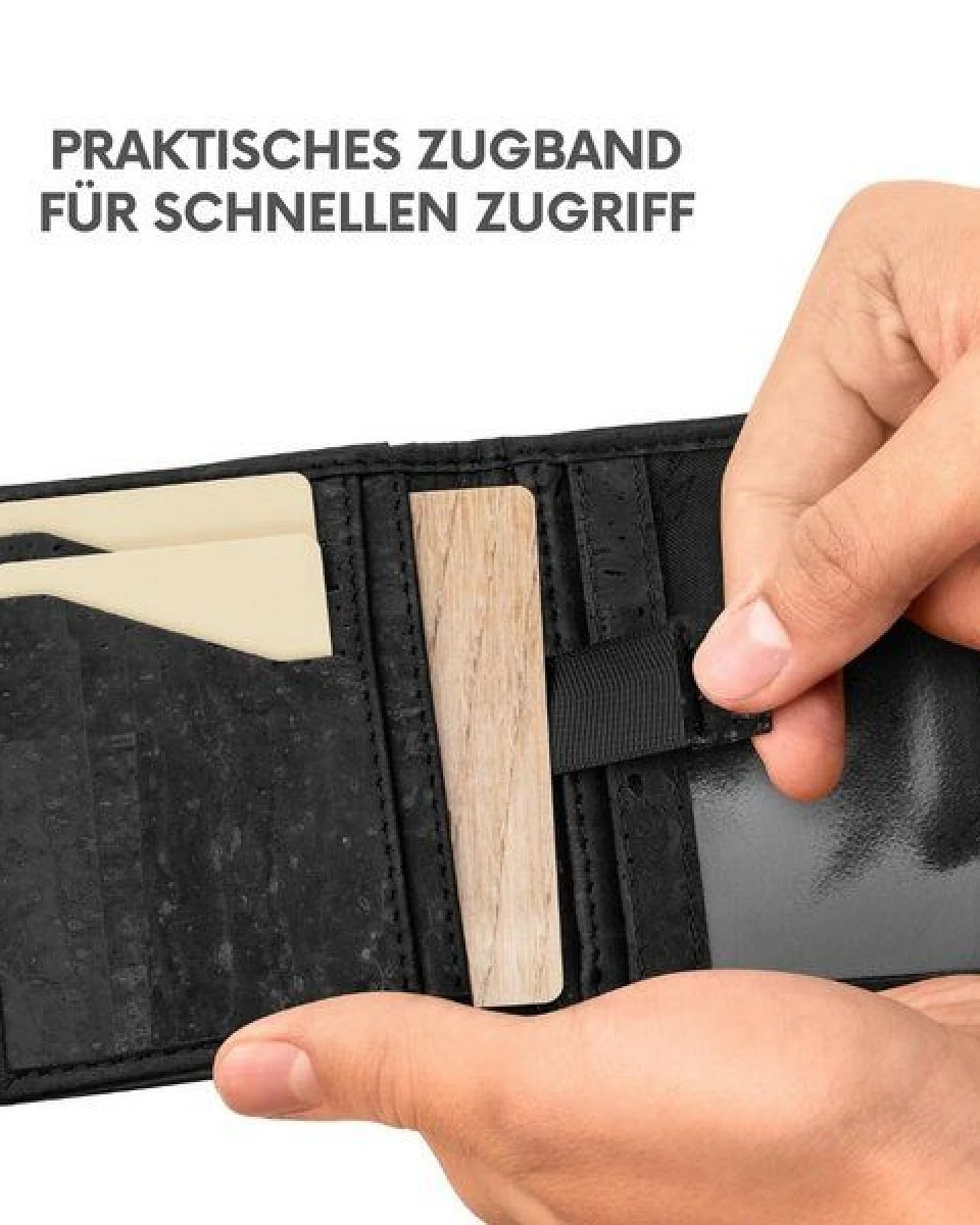 Simaru Geldbeutel aus Kork, vegan & kompakt, langlebige Geldbörse mit RFID-Schutz, Karten, Schein-& Münzfach für Damen & Herren – Ansicht 3