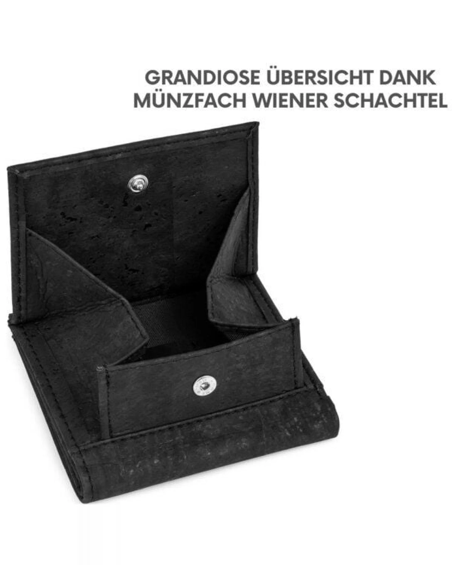 Simaru Geldbeutel aus Kork, vegan & kompakt, langlebige Geldbörse mit RFID-Schutz, Karten, Schein-& Münzfach für Damen & Herren – Ansicht 4