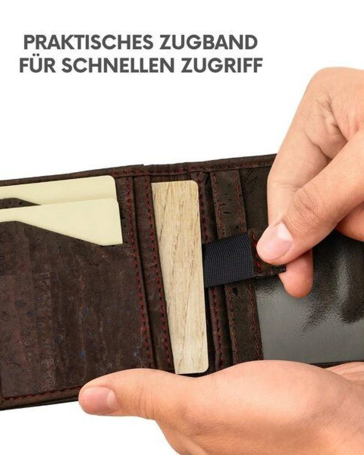 Simaru Geldbeutel aus Kork, vegan & kompakt, langlebige Geldbörse mit RFID-Schutz, Karten, Schein-& Münzfach für Damen & Herren – Ansicht 3
