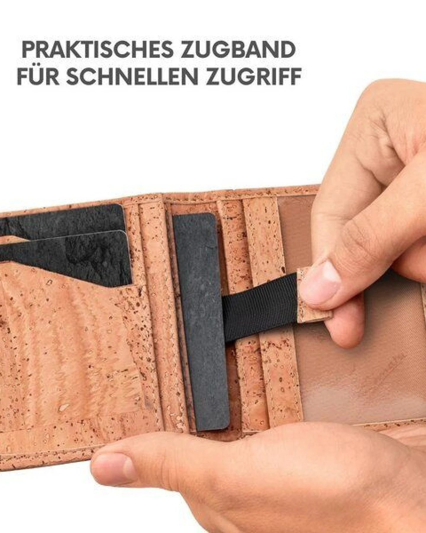 Simaru Geldbeutel aus Kork, vegan & kompakt, langlebige Geldbörse mit RFID-Schutz, Karten, Schein-& Münzfach für Damen & Herren – Ansicht 3