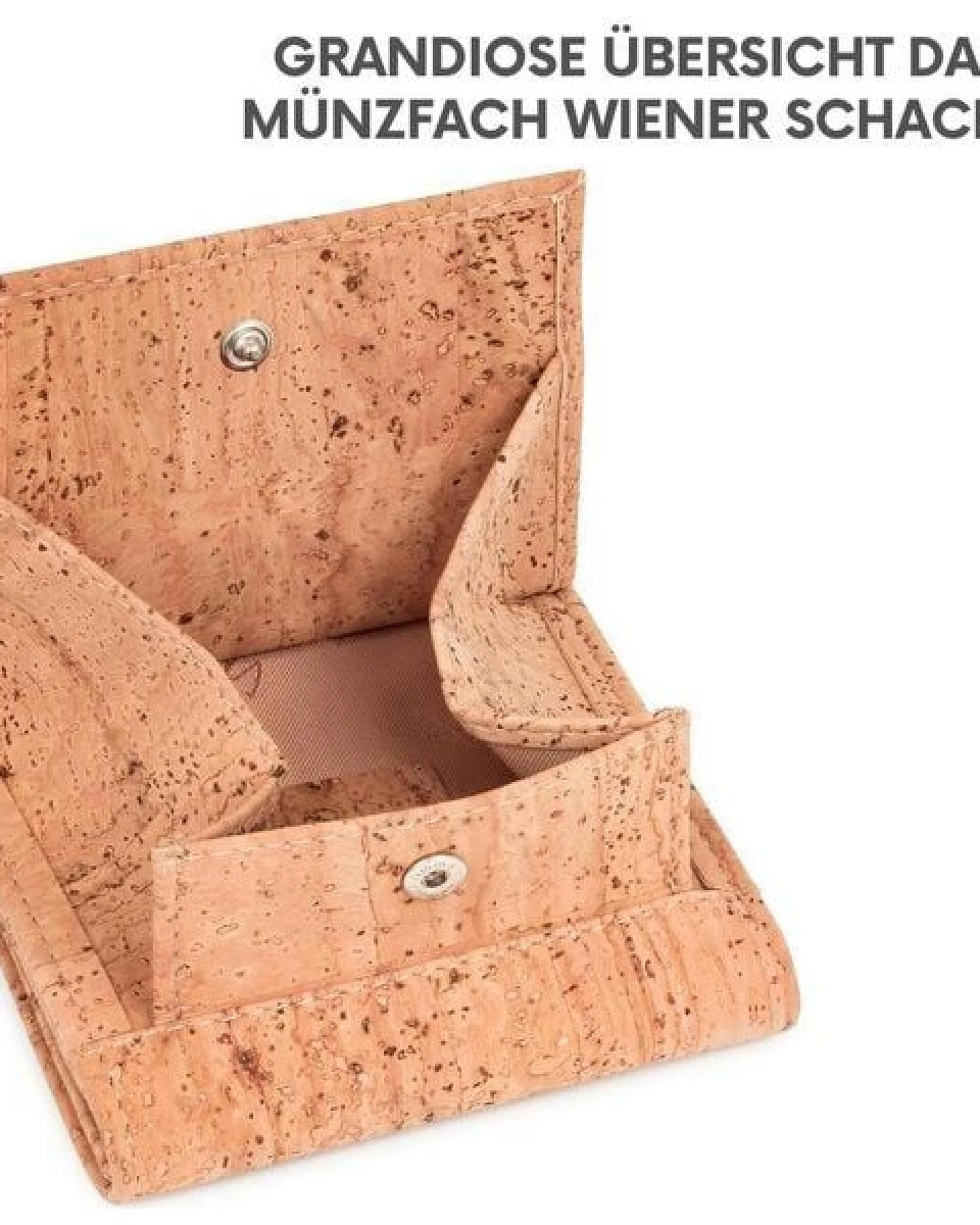Simaru Geldbeutel aus Kork, vegan & kompakt, langlebige Geldbörse mit RFID-Schutz, Karten, Schein-& Münzfach für Damen & Herren – Ansicht 4