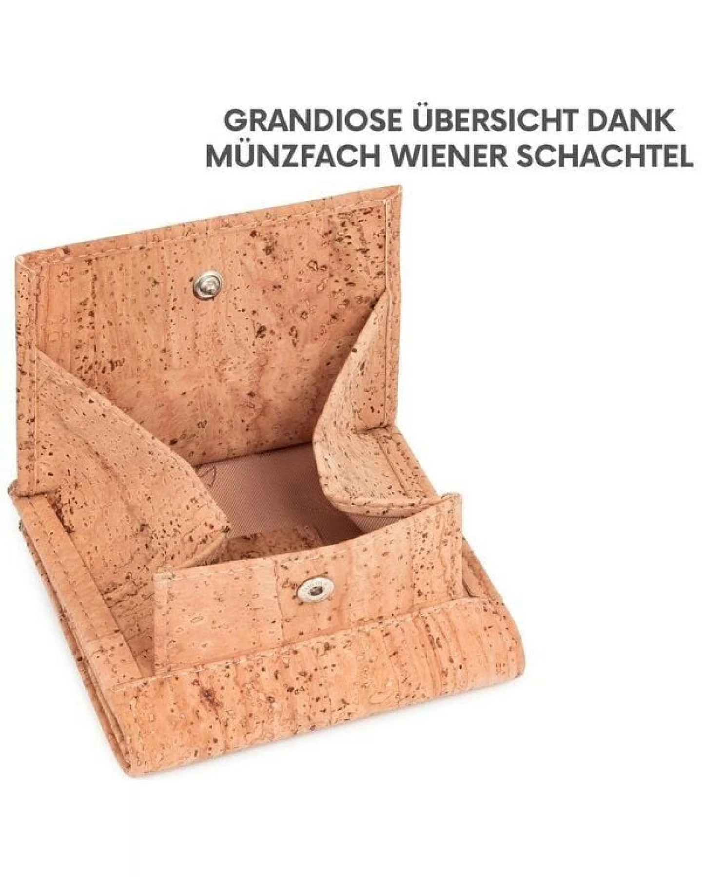 Simaru Geldbeutel aus Kork, vegan & kompakt, langlebige Geldbörse mit RFID-Schutz, Karten, Schein-& Münzfach für Damen & Herren – Ansicht 4