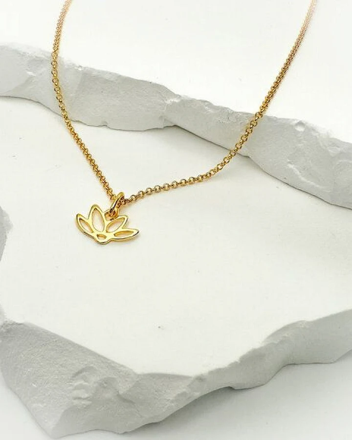 MOANINA Kette Bali Lotusblüte - 925 Silber/18k Gold Vermeil - 3 Längen