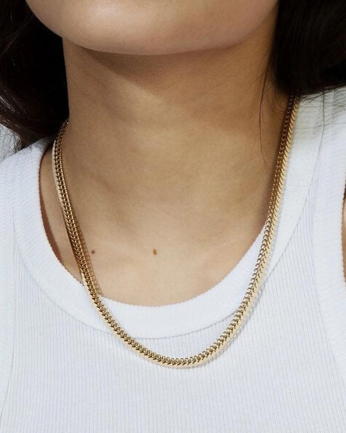 Coole Kette mit feiner Struktur in Gold und Silber in ca. 47 x 3mm (inkl. 5 cm Verlängerungskette) von Elektropulli – Ansicht 3