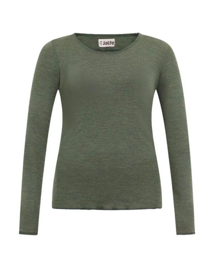 Jalfe Longsleeve Wolle fein geringelt melange