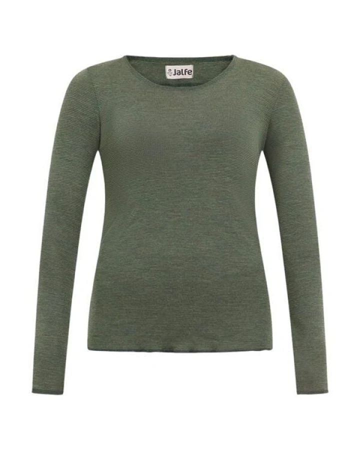 Jalfe Longsleeve Wolle fein geringelt melange