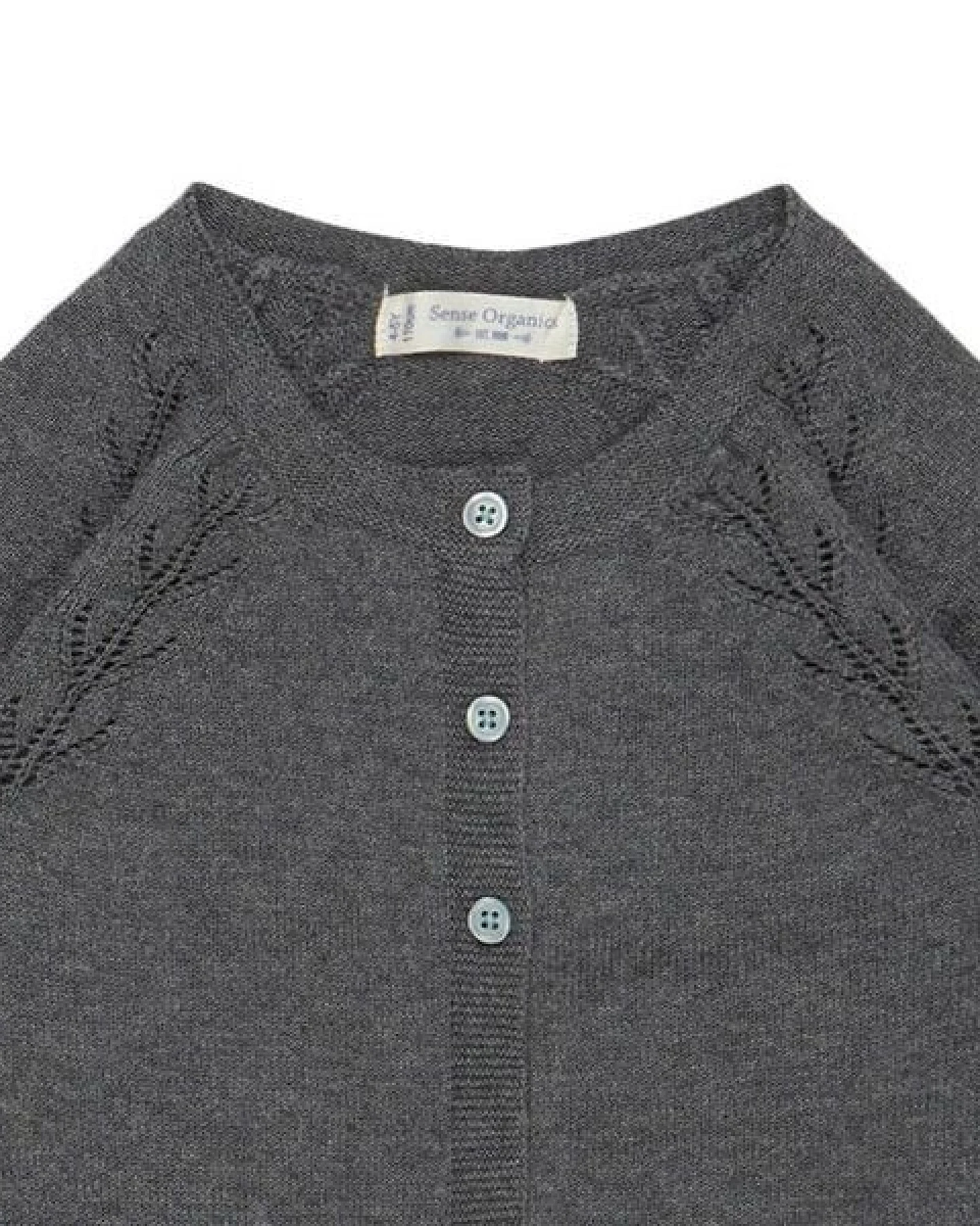 sense-organics Strickjacke HURIT mit Ajourmuster in dunkelgrau von Sense Organics GOTS – Ansicht 2