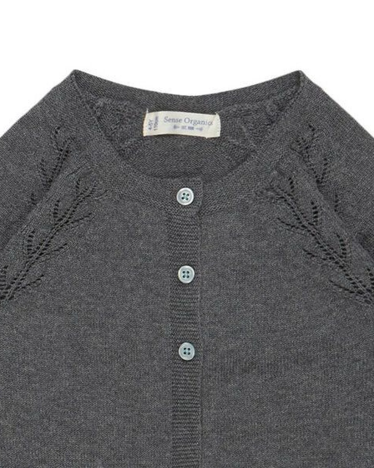 sense-organics Strickjacke HURIT mit Ajourmuster in dunkelgrau von Sense Organics GOTS – Ansicht 2