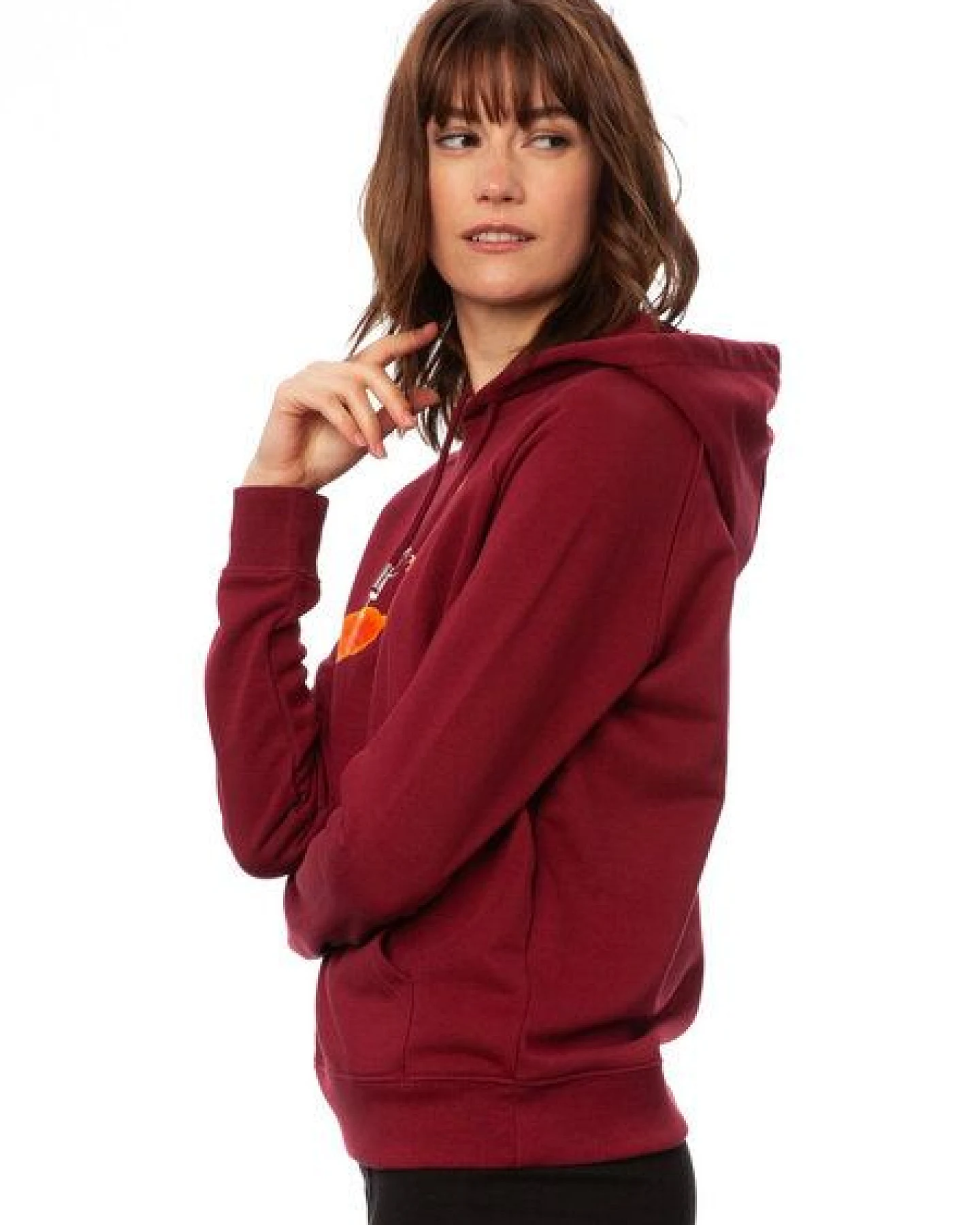 FellHerz Damen Hoodie Schwalbenzug burgundy, Bio Fair und Vegan – Ansicht 3