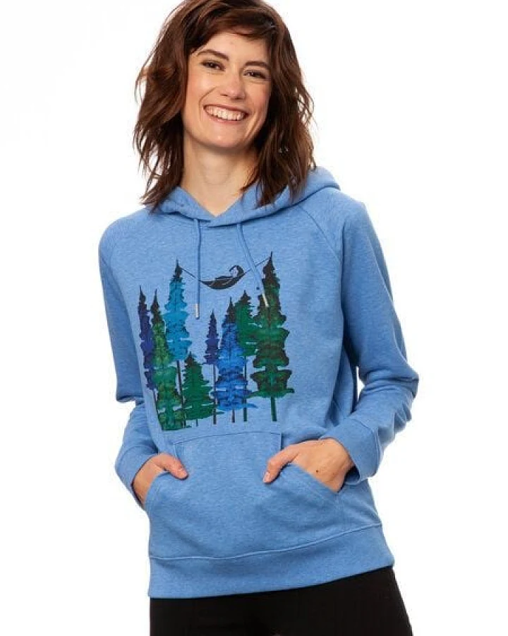FellHerz Damen Hoodie Wood Girl blue melange, Bio Fair und Vegan
