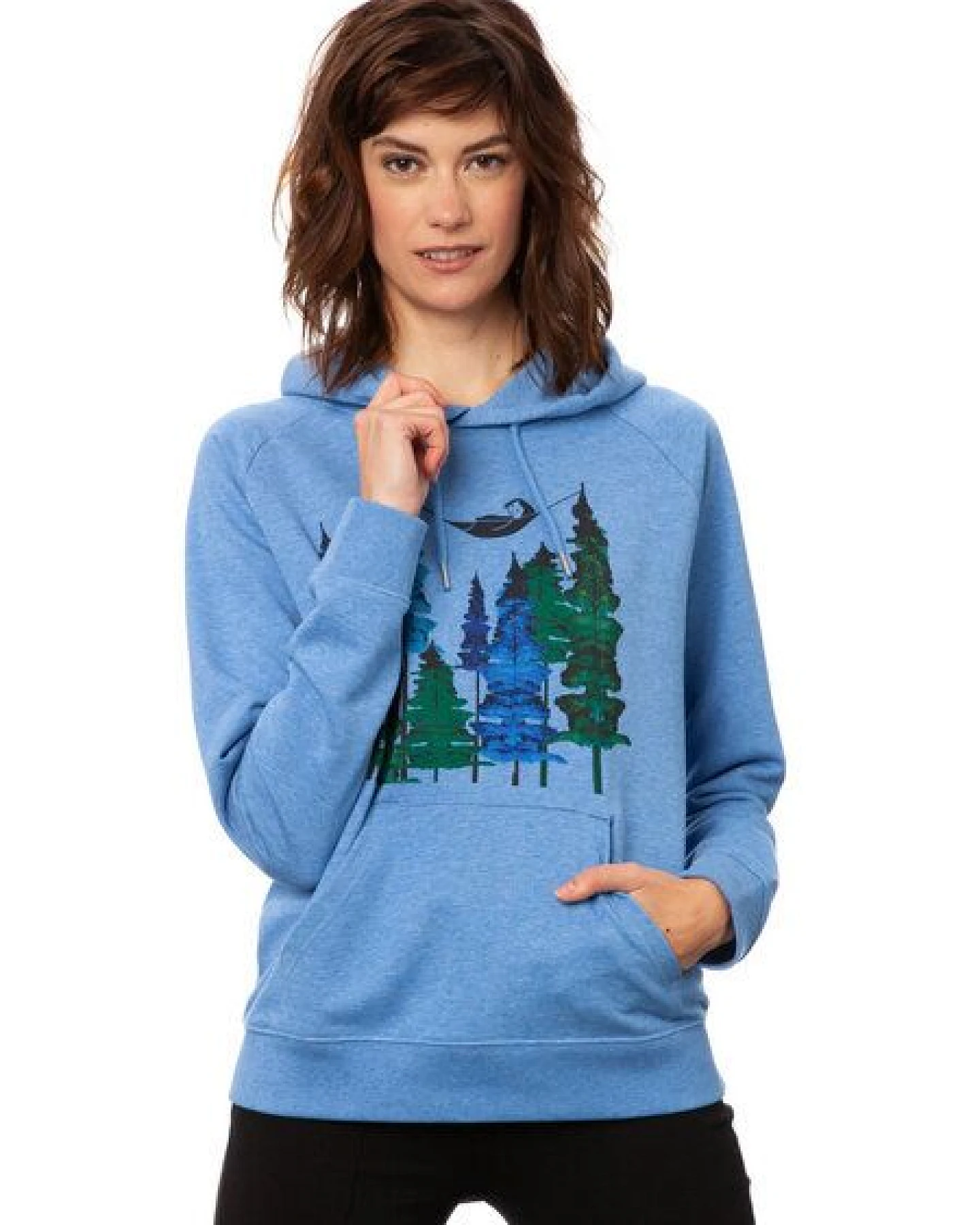 FellHerz Damen Hoodie Wood Girl blue melange, Bio Fair und Vegan – Ansicht 4