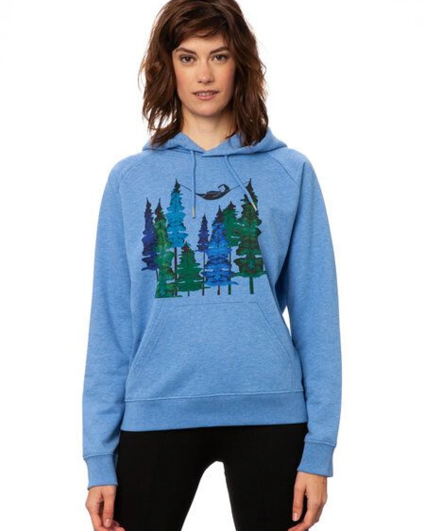 FellHerz Damen Hoodie Wood Girl blue melange, Bio Fair und Vegan – Ansicht 2