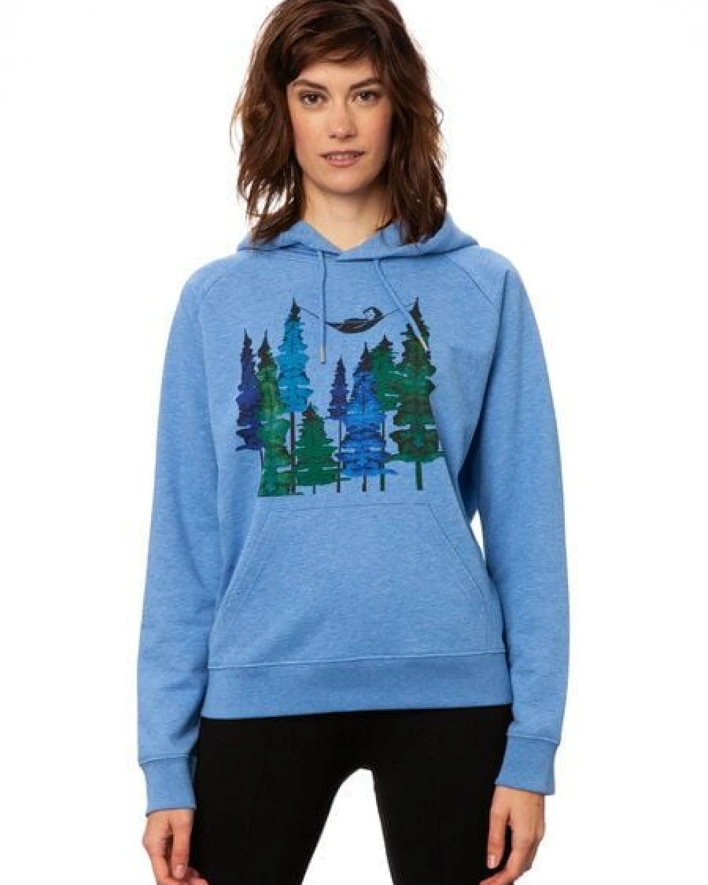 FellHerz Damen Hoodie Wood Girl blue melange, Bio Fair und Vegan – Ansicht 2