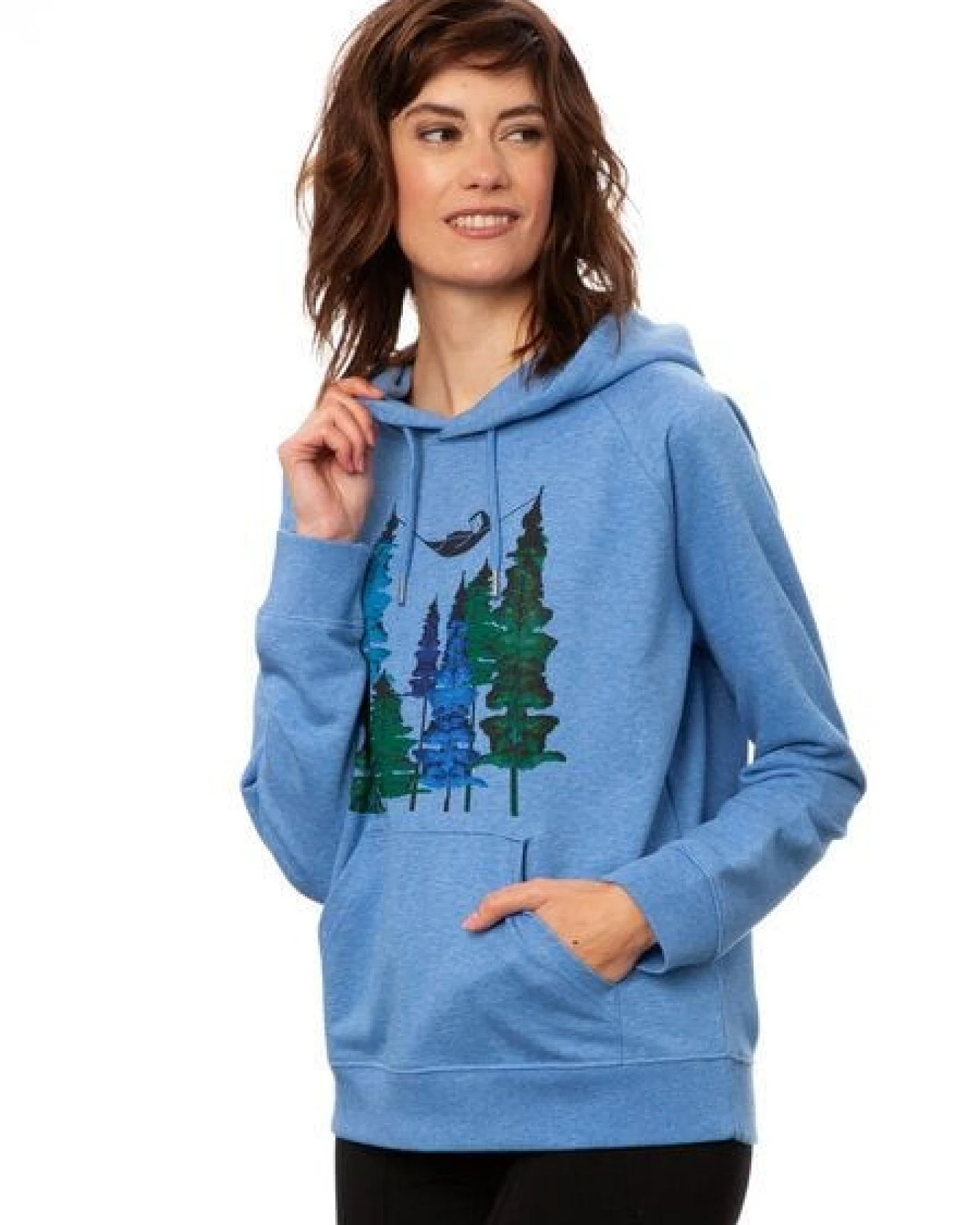 FellHerz Damen Hoodie Wood Girl blue melange, Bio Fair und Vegan – Ansicht 3