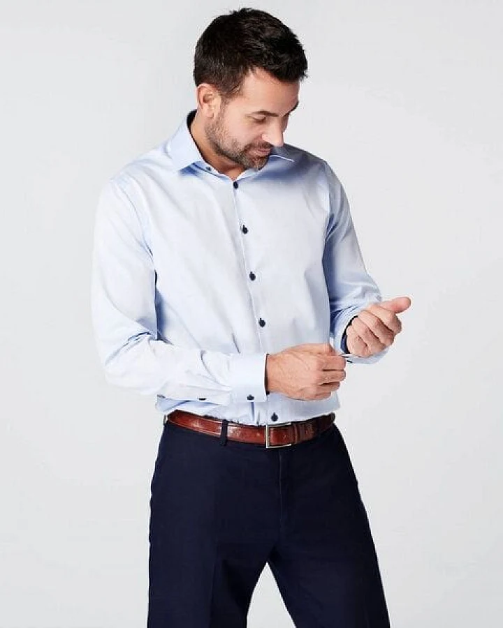 SKOT Fashion Nachhaltige Langarm Herren Hemd Geschäft Blau 100% bio