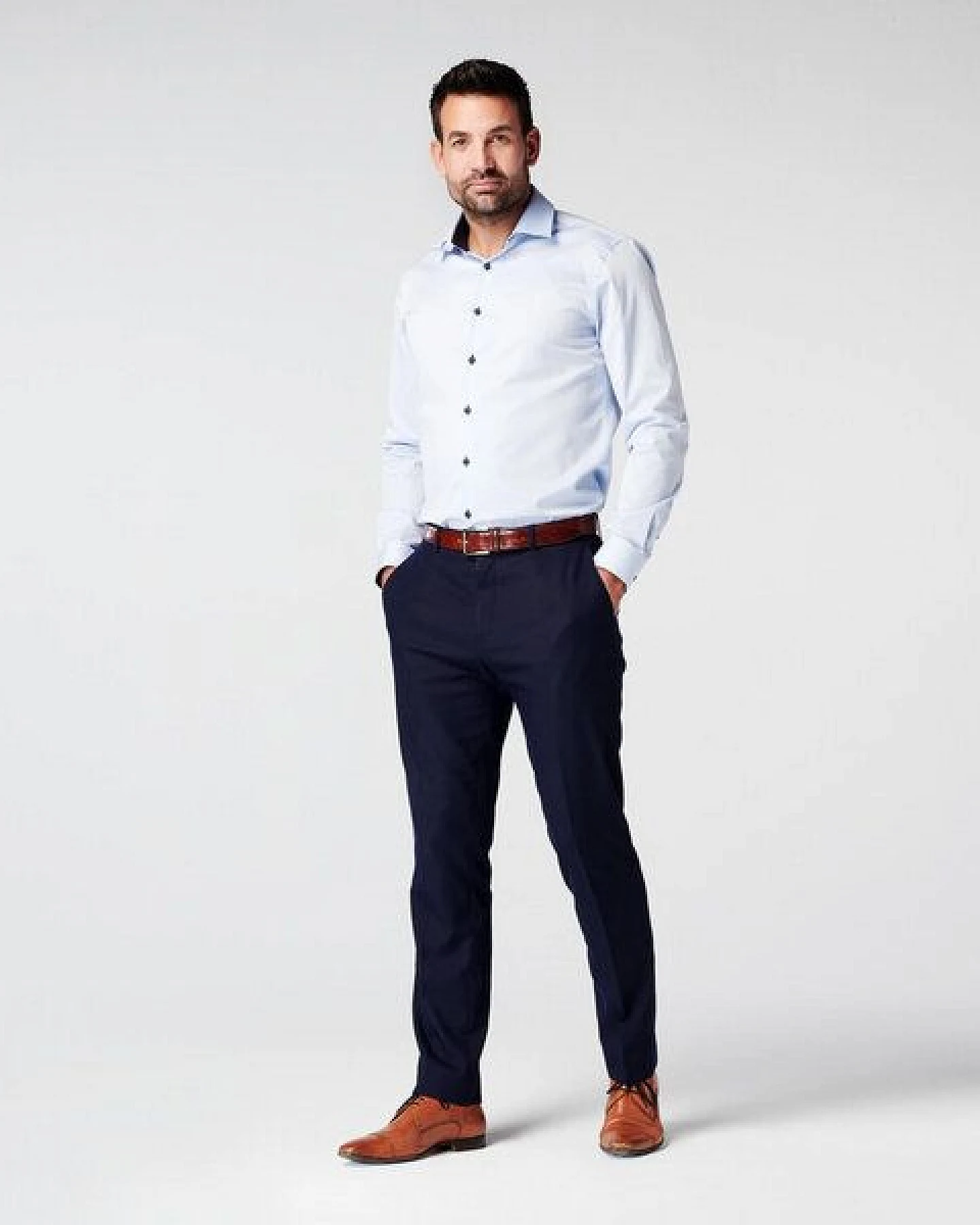 SKOT Fashion Nachhaltige Langarm Herren Hemd Geschäft Blau 100% bio – Ansicht 3