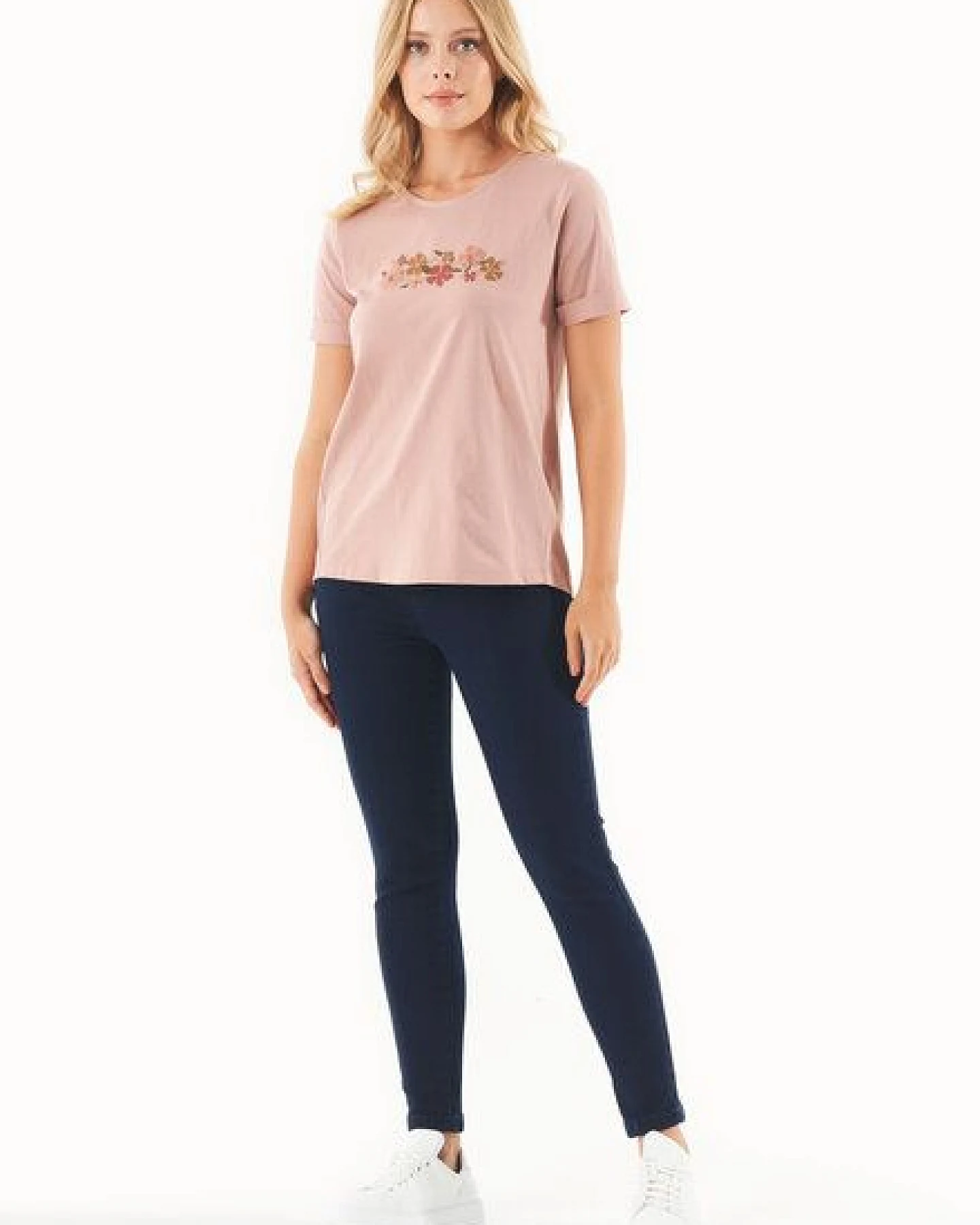 ORGANICATION T-Shirt aus Bio-Baumwolle mit Blumen-Stickerei – Ansicht 2