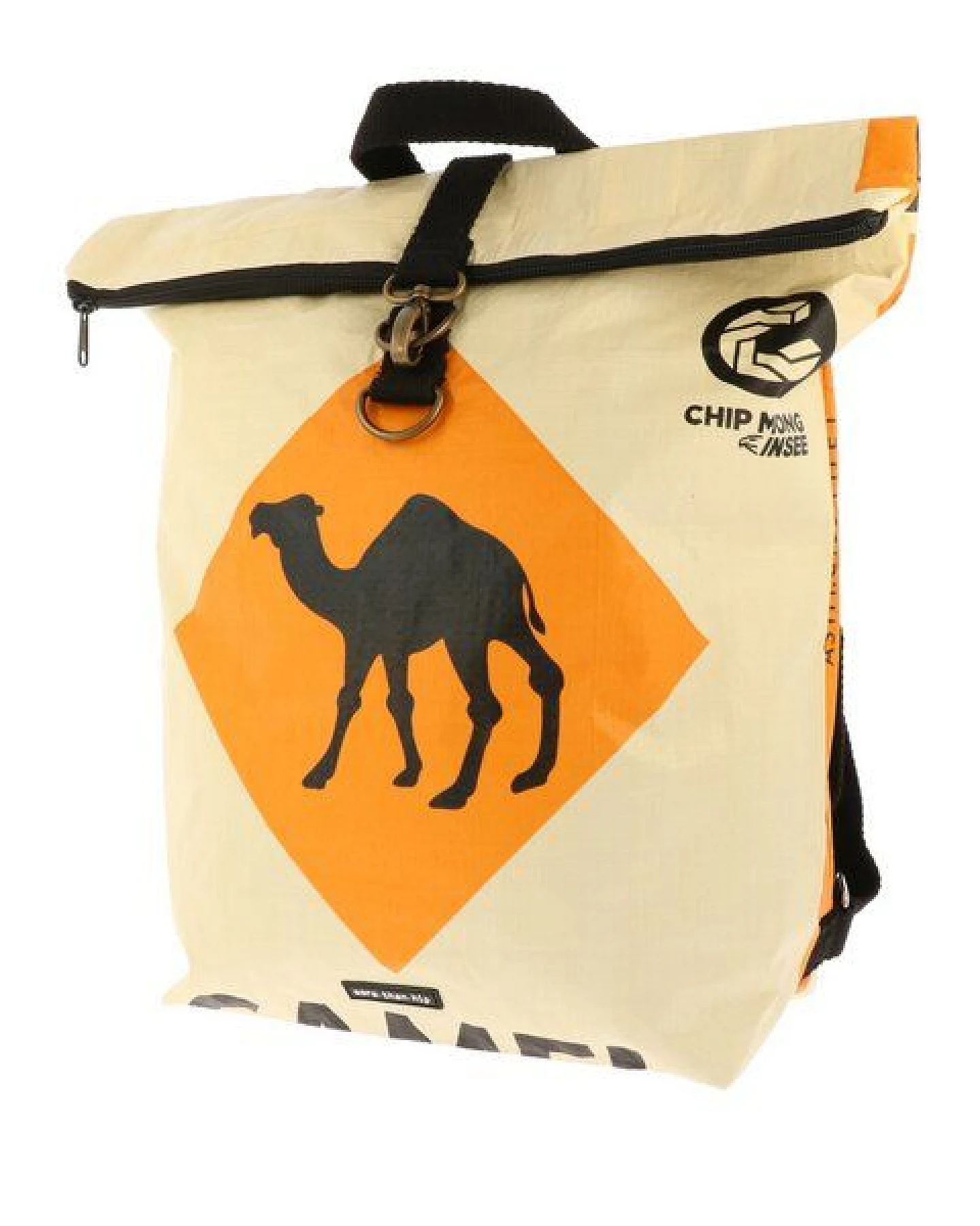 MoreThanHip Rolltop Rucksack aus recycelten Zement- oder Fischfuttersäcken - Tantor – Ansicht 2