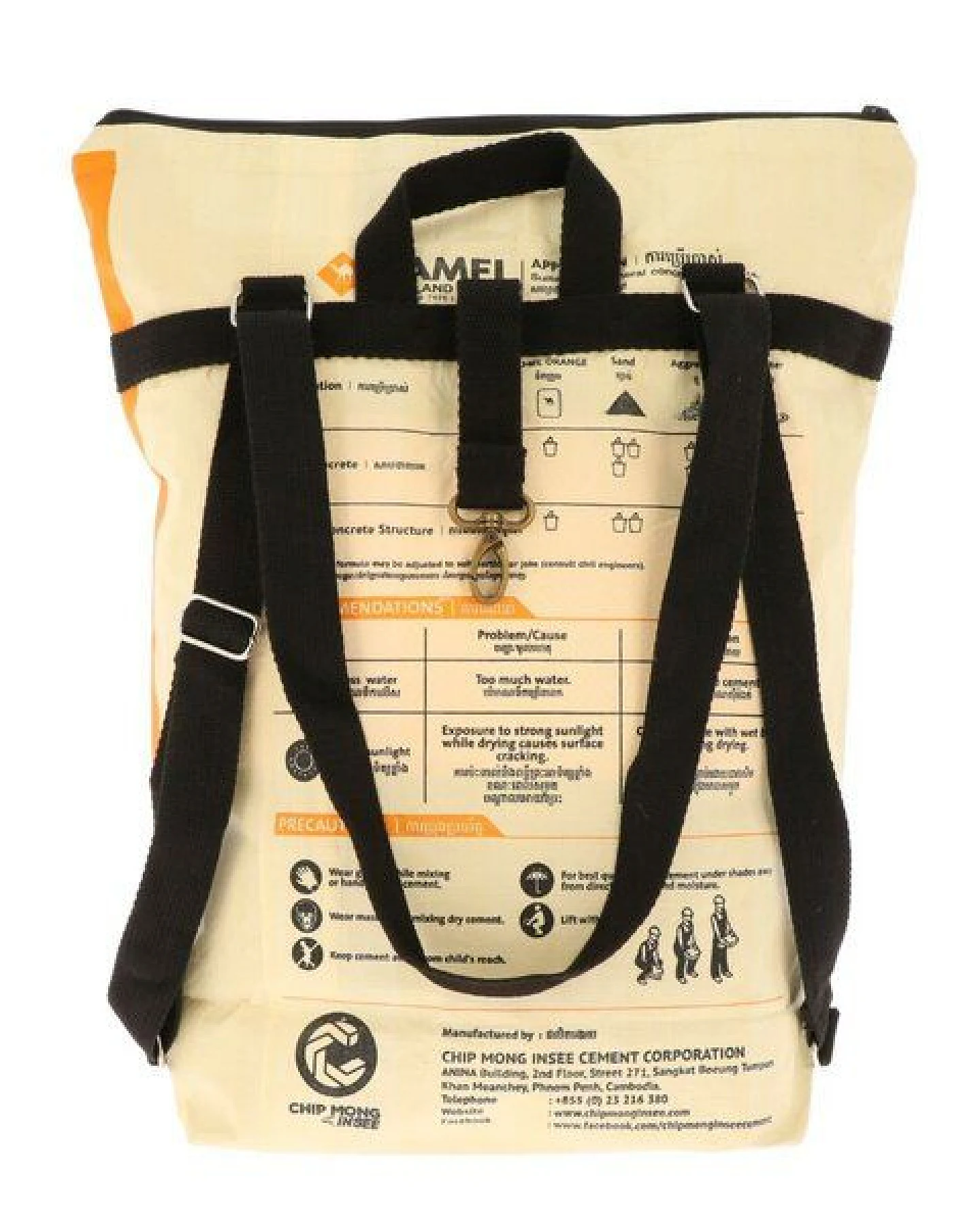 MoreThanHip Rolltop Rucksack aus recycelten Zement- oder Fischfuttersäcken - Tantor – Ansicht 3