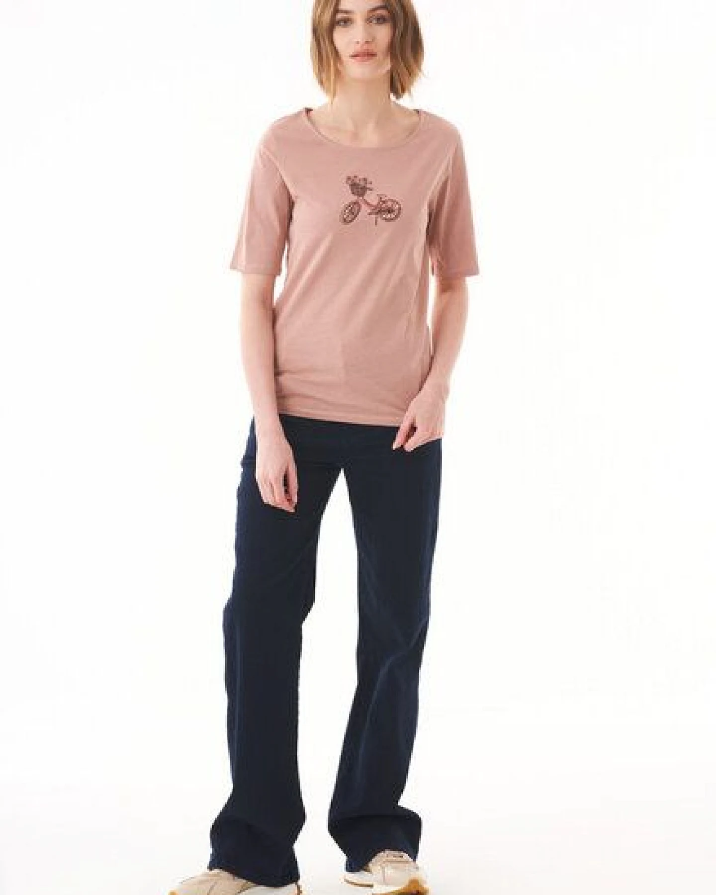 ORGANICATION T-Shirt aus Bio-Baumwolle mit Fahrrad-Stickerei – Ansicht 2