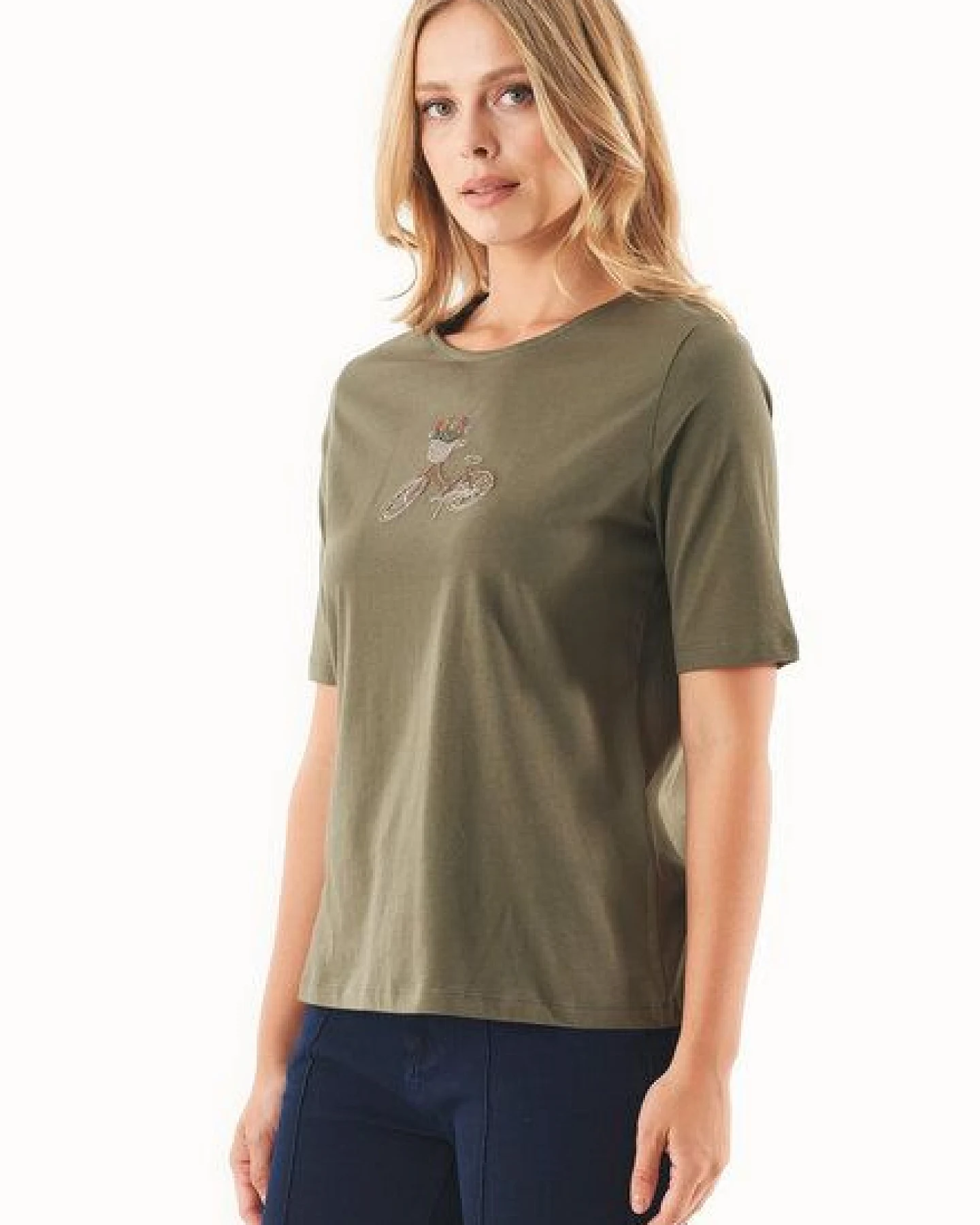 ORGANICATION T-Shirt aus Bio-Baumwolle mit Fahrrad-Stickerei – Ansicht 3