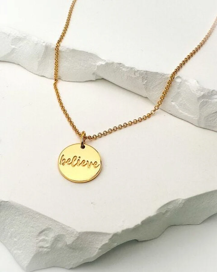 MOANINA Kette Believe Coin - 925 Silber/18k Gold Vermeil - 3 Längen