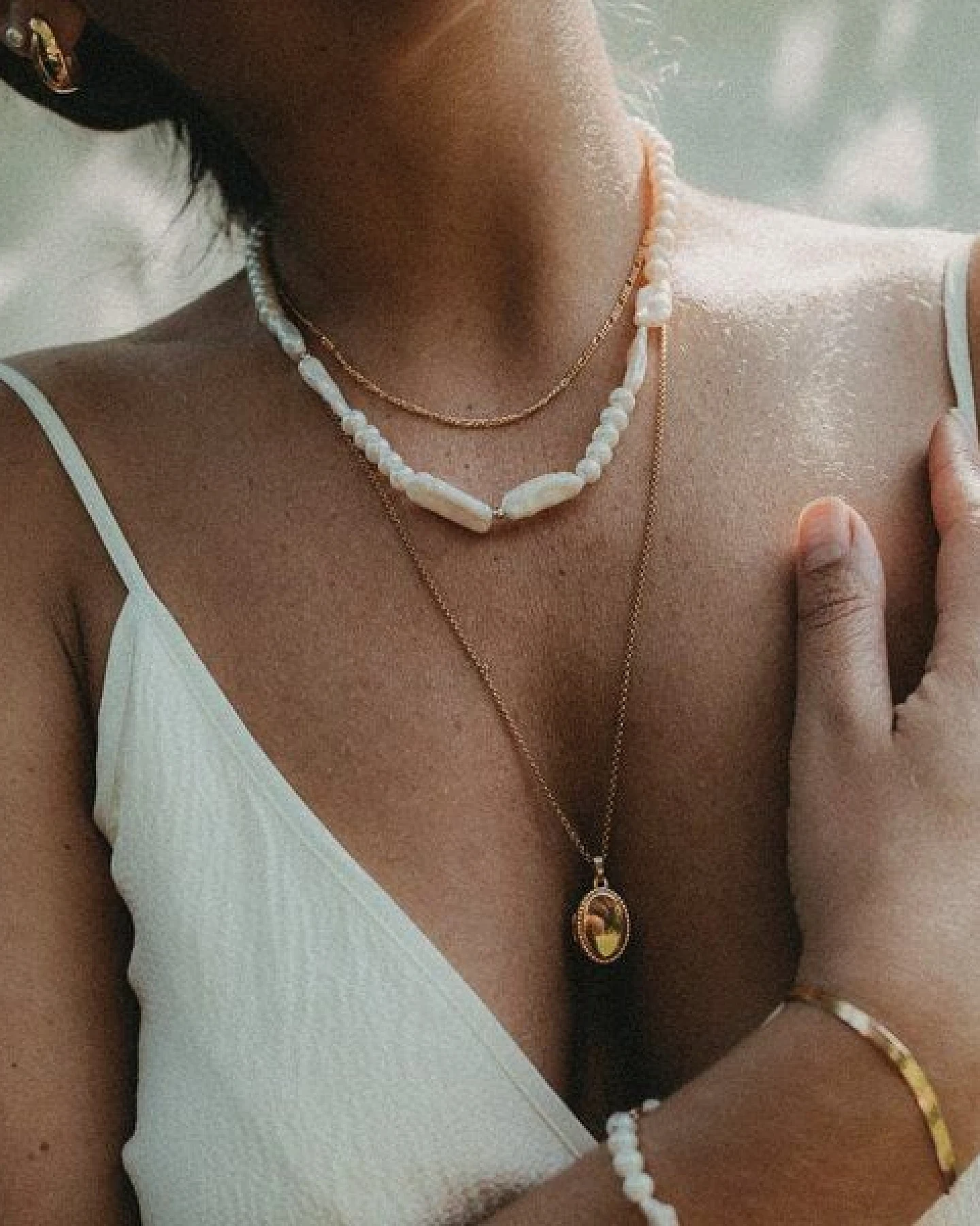 MOANINA Kette Medaillon Sara - 925 Silber/18k Gold Vermeil - 3 Längen – Ansicht 3