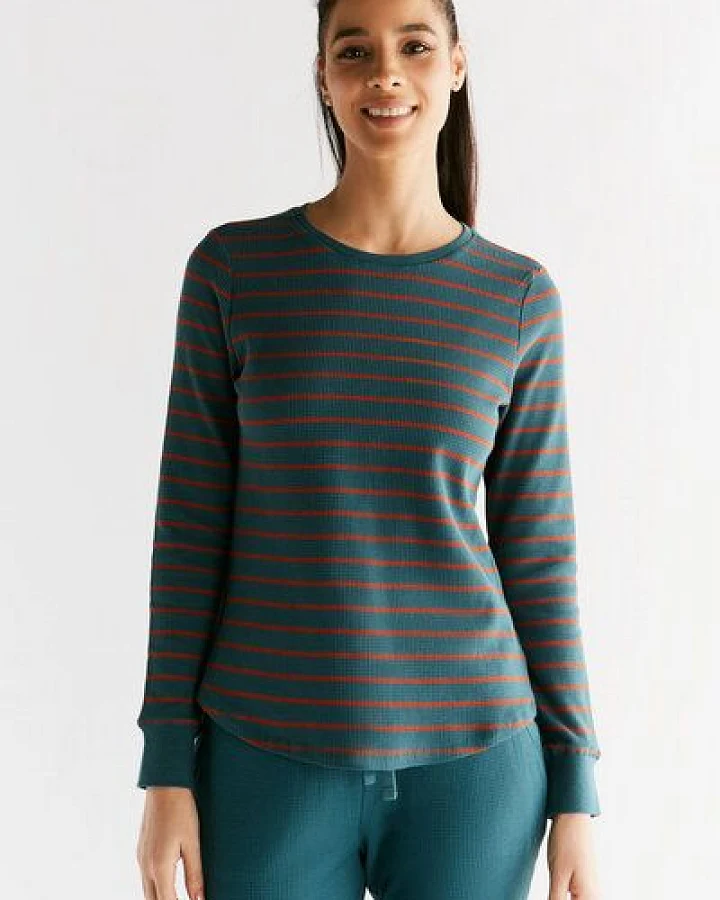 Damen Langarmshirt aus 100% Bio-Baumwolle Pyjama Waffelstrick 1252" Leela Cotton"