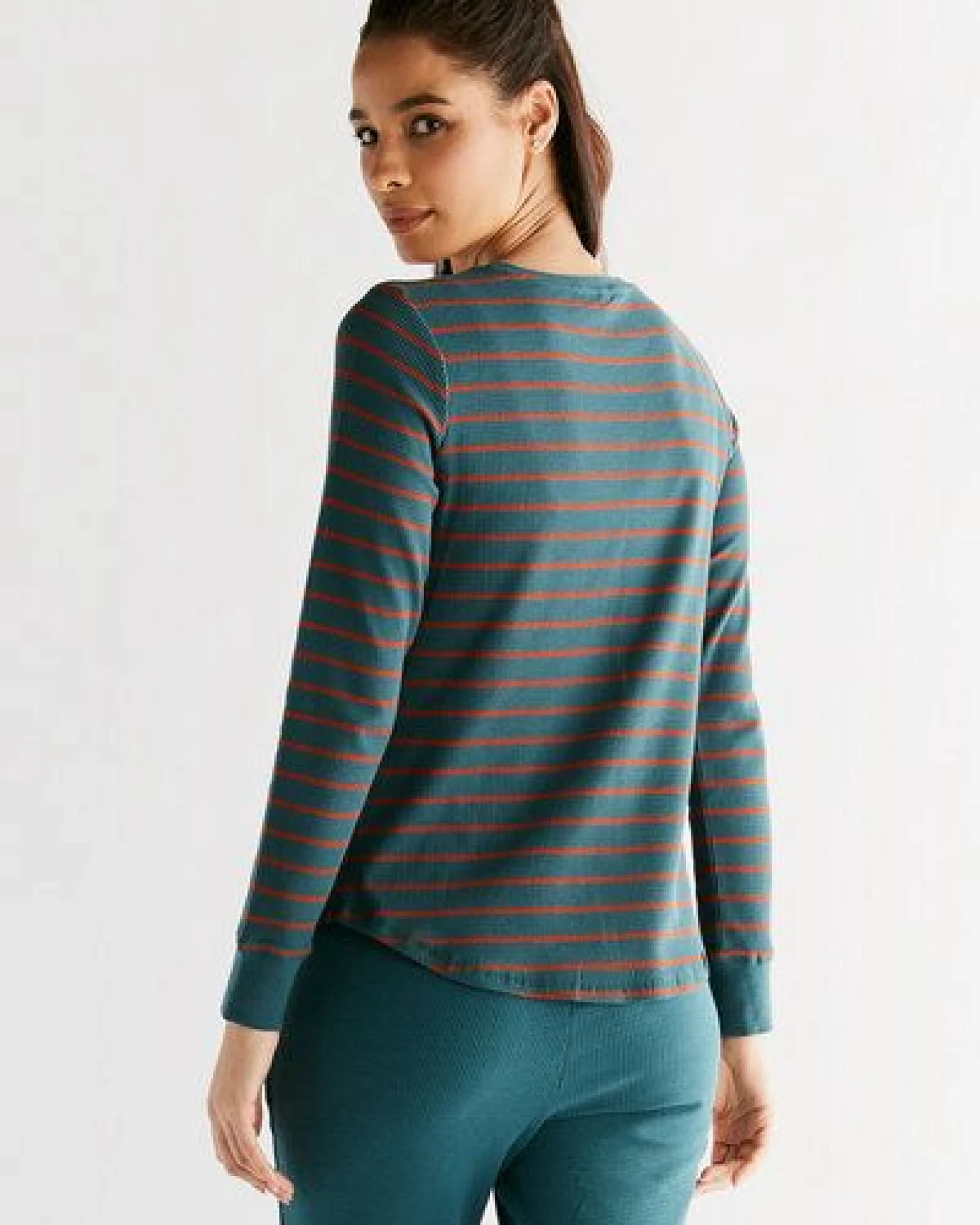 Damen Langarmshirt aus 100% Bio-Baumwolle Pyjama Waffelstrick 1252" Leela Cotton" – Ansicht 2