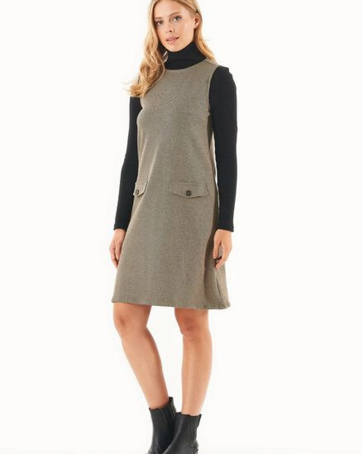 ORGANICATION Kleid aus Bio-Baumwolle-Mix mit Hahnentrittmuster – Ansicht 2