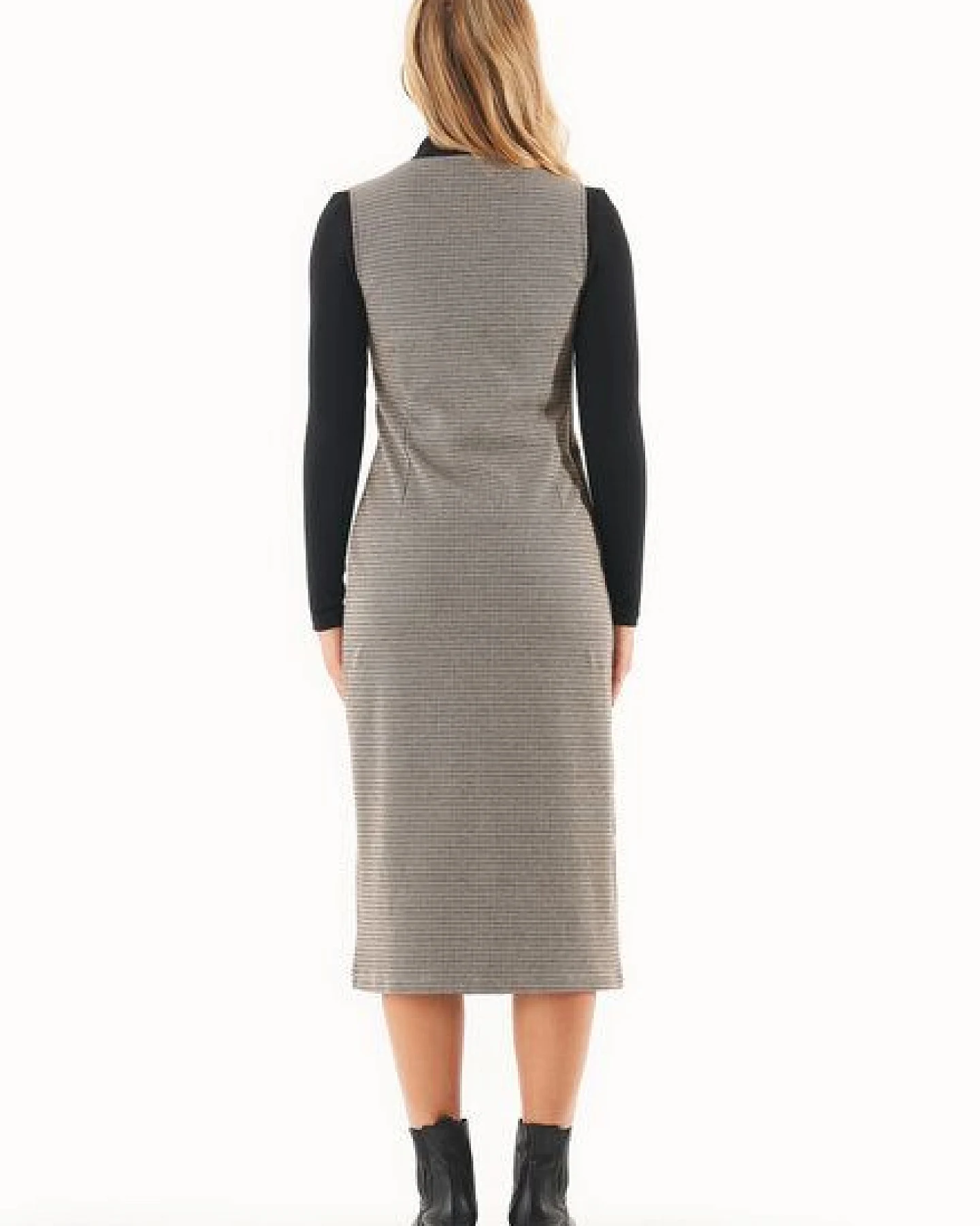 ORGANICATION Kleid aus Bio-Baumwolle-Mix mit Hahnentrittmuster – Ansicht 3
