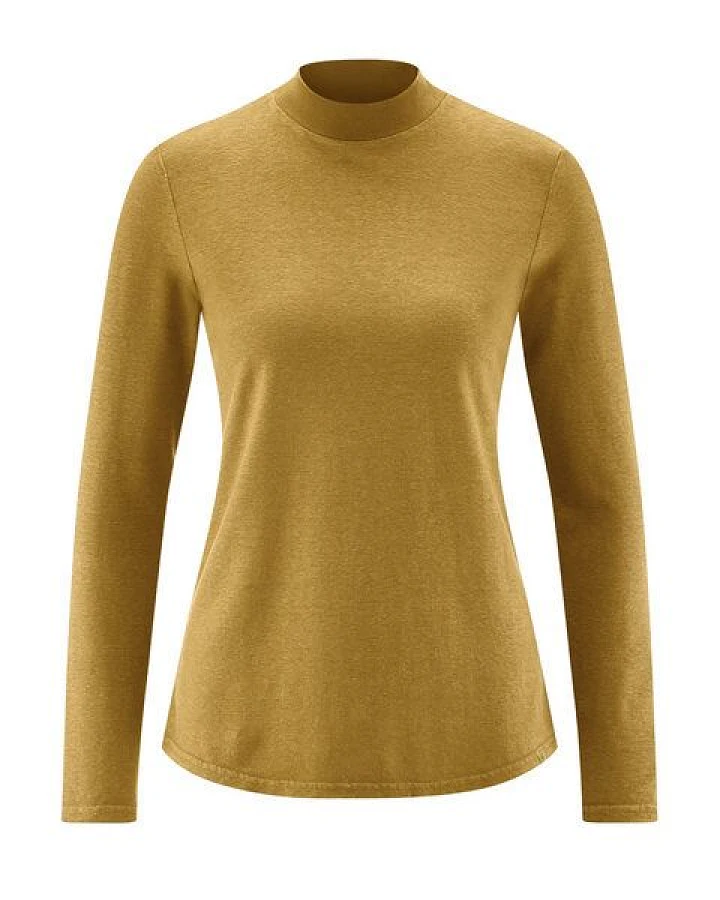 HempAge Damen Langarm-Shirt mit Stehkragen Hanf/Bio-Baumwolle