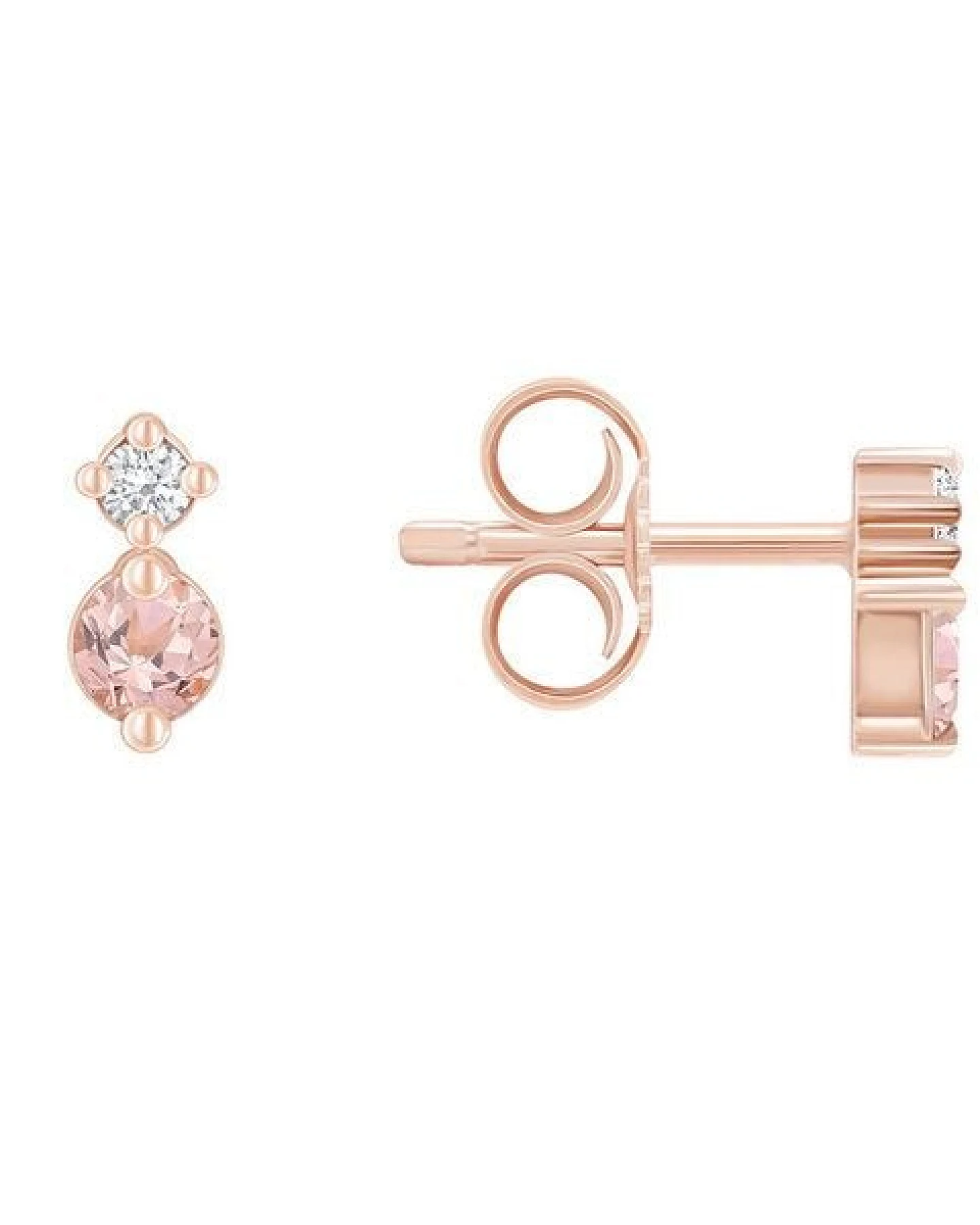 Eppi Minimalistische Ohrringe mit Morganiten und Diamanten Durante – Ansicht 3