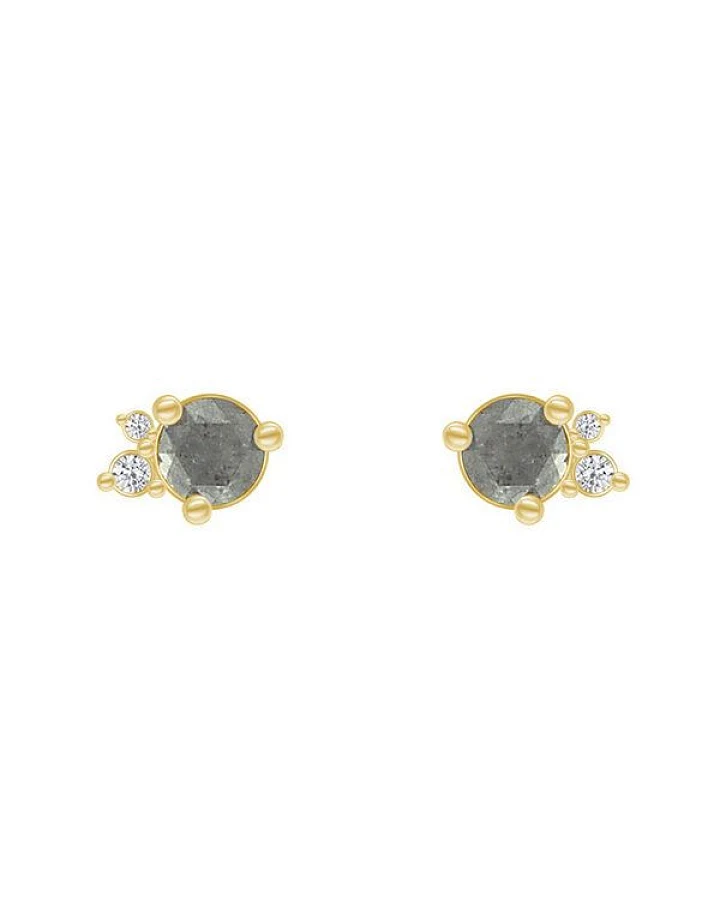 Eppi Goldene Cluster-Ohrringe mit Salt and Pepper Diamant Meave