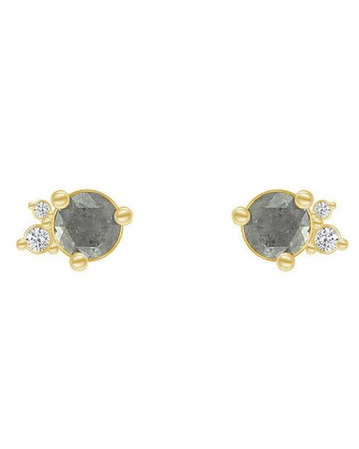 Eppi Goldene Cluster-Ohrringe mit Salt and Pepper Diamant Meave