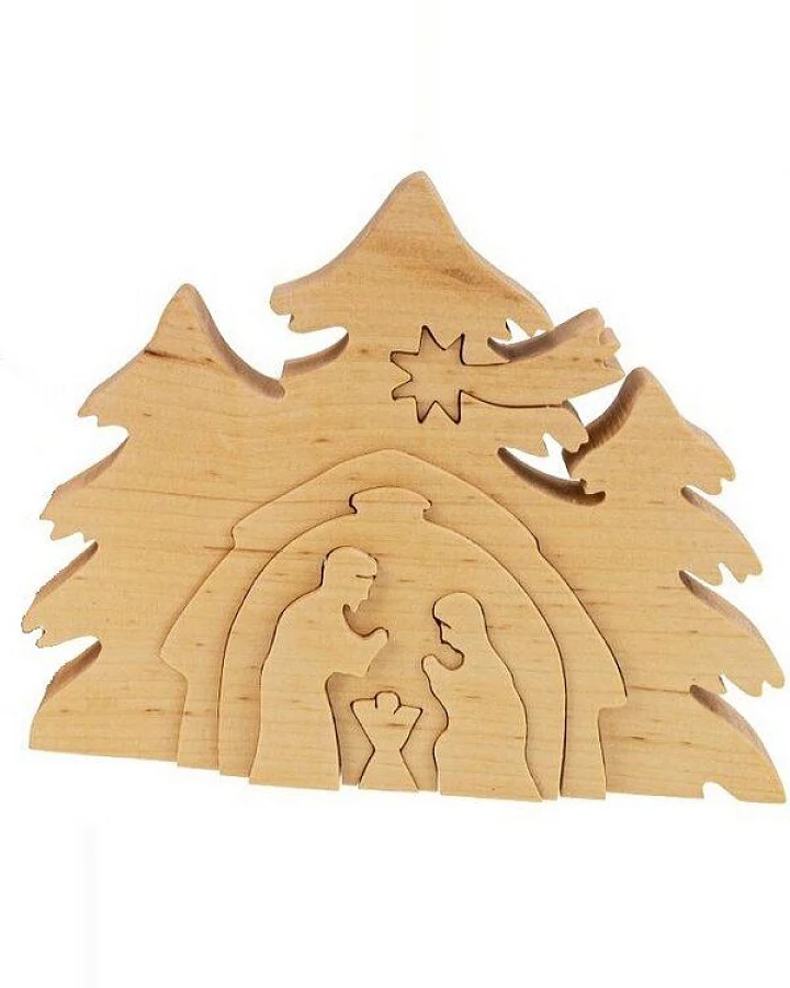 ReineNatur Weihnachtskrippe – Erlenholz – geölt - Größe: L: 19 cm x H: 14 cm x T: 2,5 cm