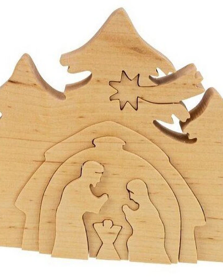 ReineNatur Weihnachtskrippe – Erlenholz – geölt - Größe: L: 19 cm x H: 14 cm x T: 2,5 cm