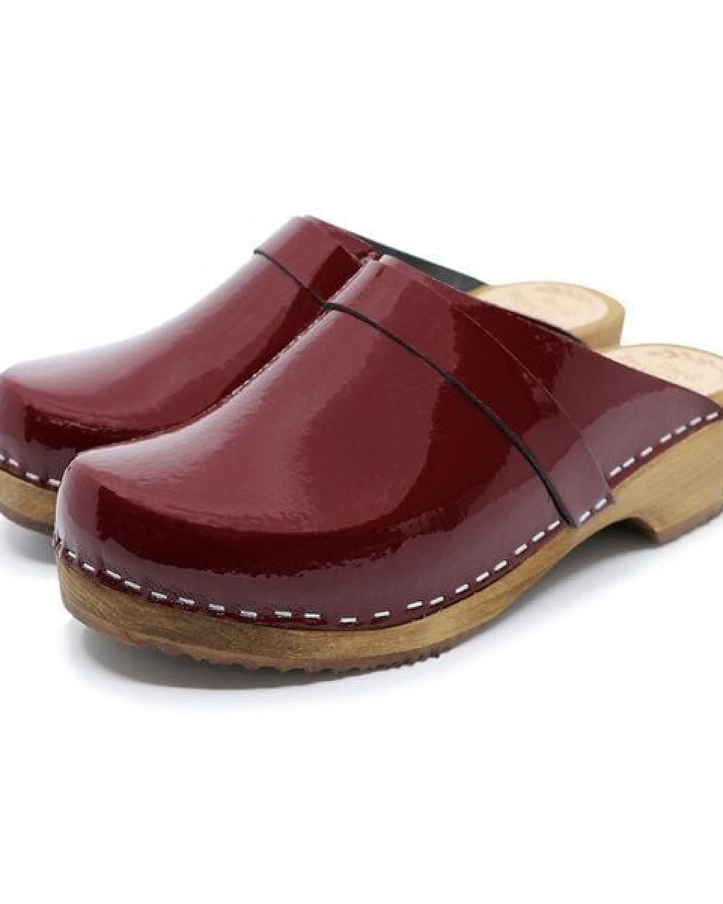 LYCKA - Lack wein - rot schwedische Holz Clogs von me&myClogs - low heel – Ansicht 2