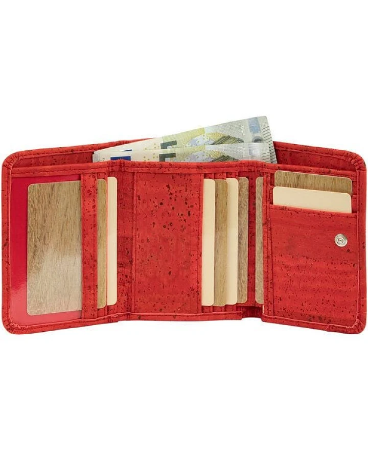 Simaru Damen-Portemonnaie REYNA vegan aus Kork Rot Made in EU
