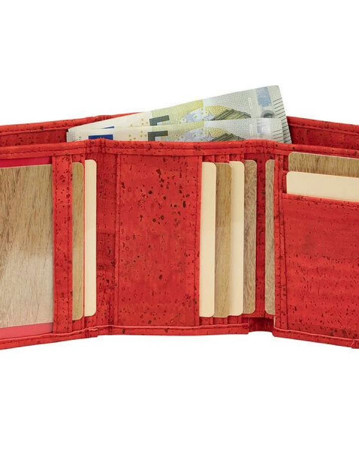 Simaru Damen-Portemonnaie REYNA vegan aus Kork Rot Made in EU